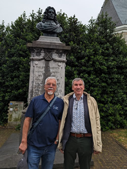 With Dr. Van Glabbeek in front of the statue of Philippo Verheyen