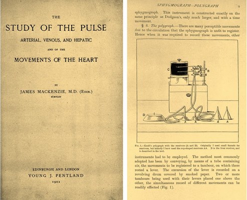 Title page of book by Sir James Mackenzie and the polygraph used by him and Sir Arthur Keith Title page of book by Sir James Mackenzie and the polygraph used by him and Sir Arthur Keith