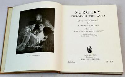 Title page of "Surgery through the ages" by Hillier