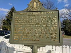Back of the plaque at the Ephraim McDowell House and Museum